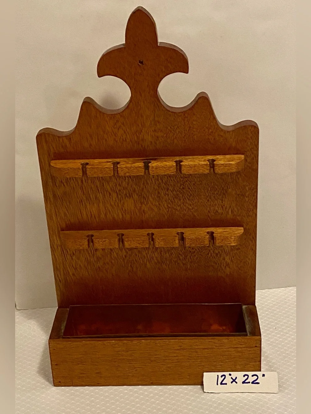 Wooden Spoon Rack with Copper Storage Tray. One of a kind.